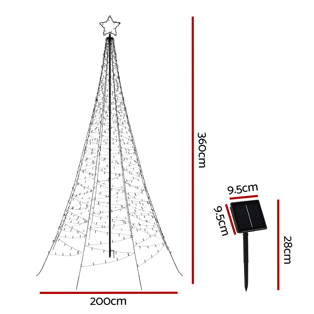 12FT Solar-Powered Christmas Tree with 800 Warm-White LED Net Lights - Majestic Festive Display