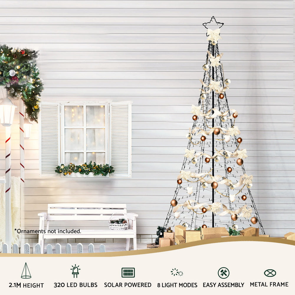 7FT (210cm) Solar LED Christmas Tree – 320 Warm Lights