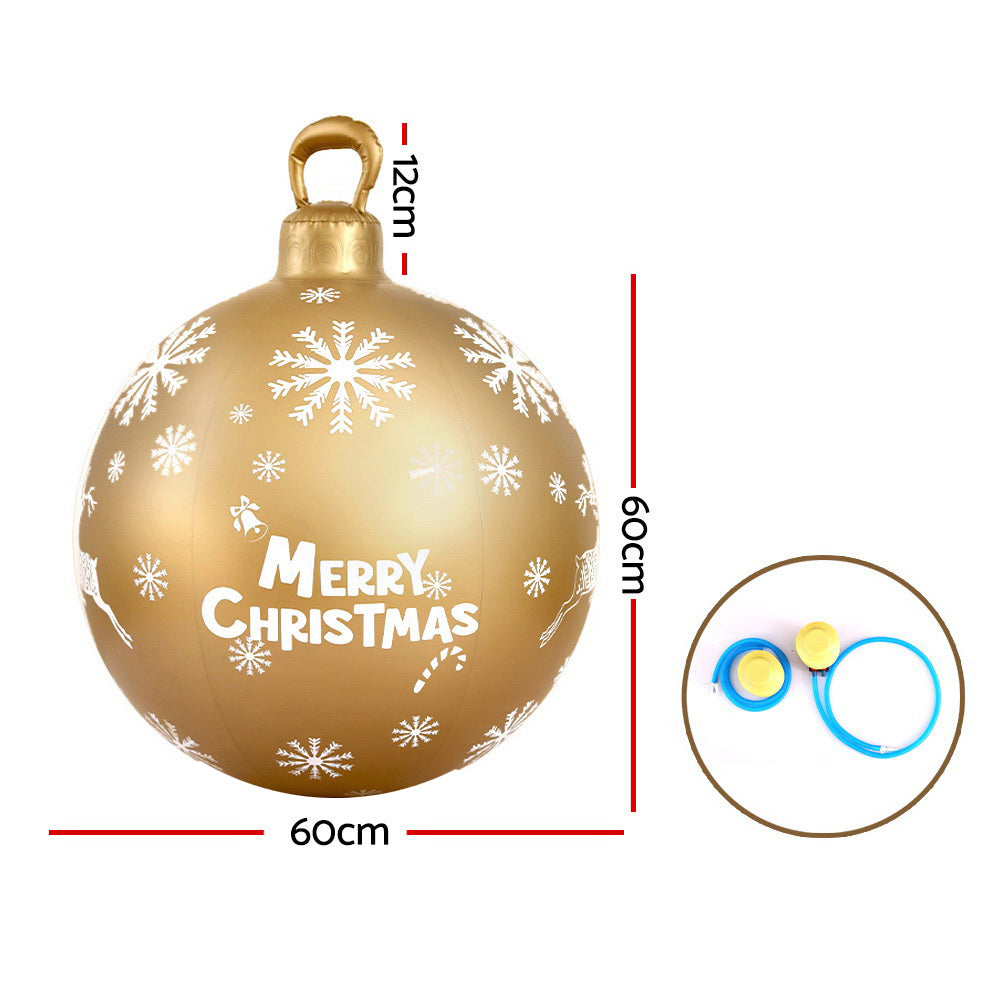60cm Inflatable Gold Christmas Ball – Indoor &amp; Outdoor Holiday Decoration