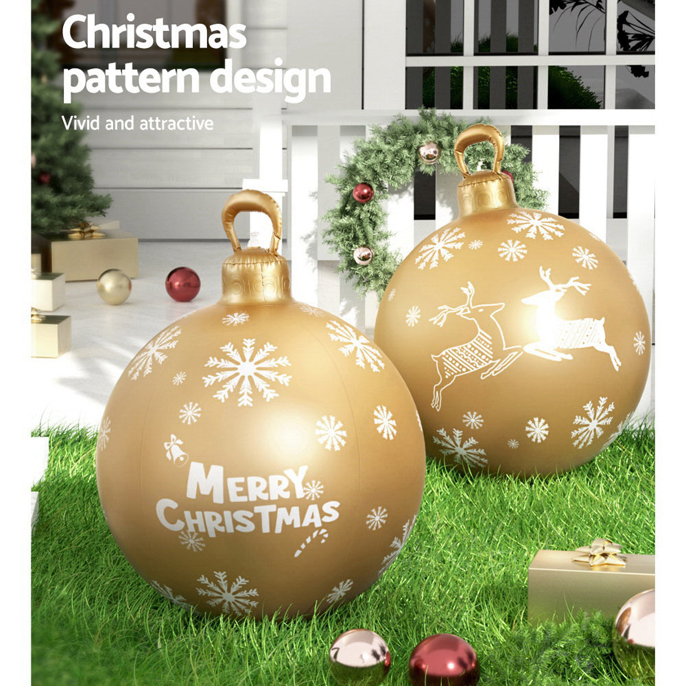 60cm Inflatable Gold Christmas Ball – Indoor &amp; Outdoor Holiday Decoration