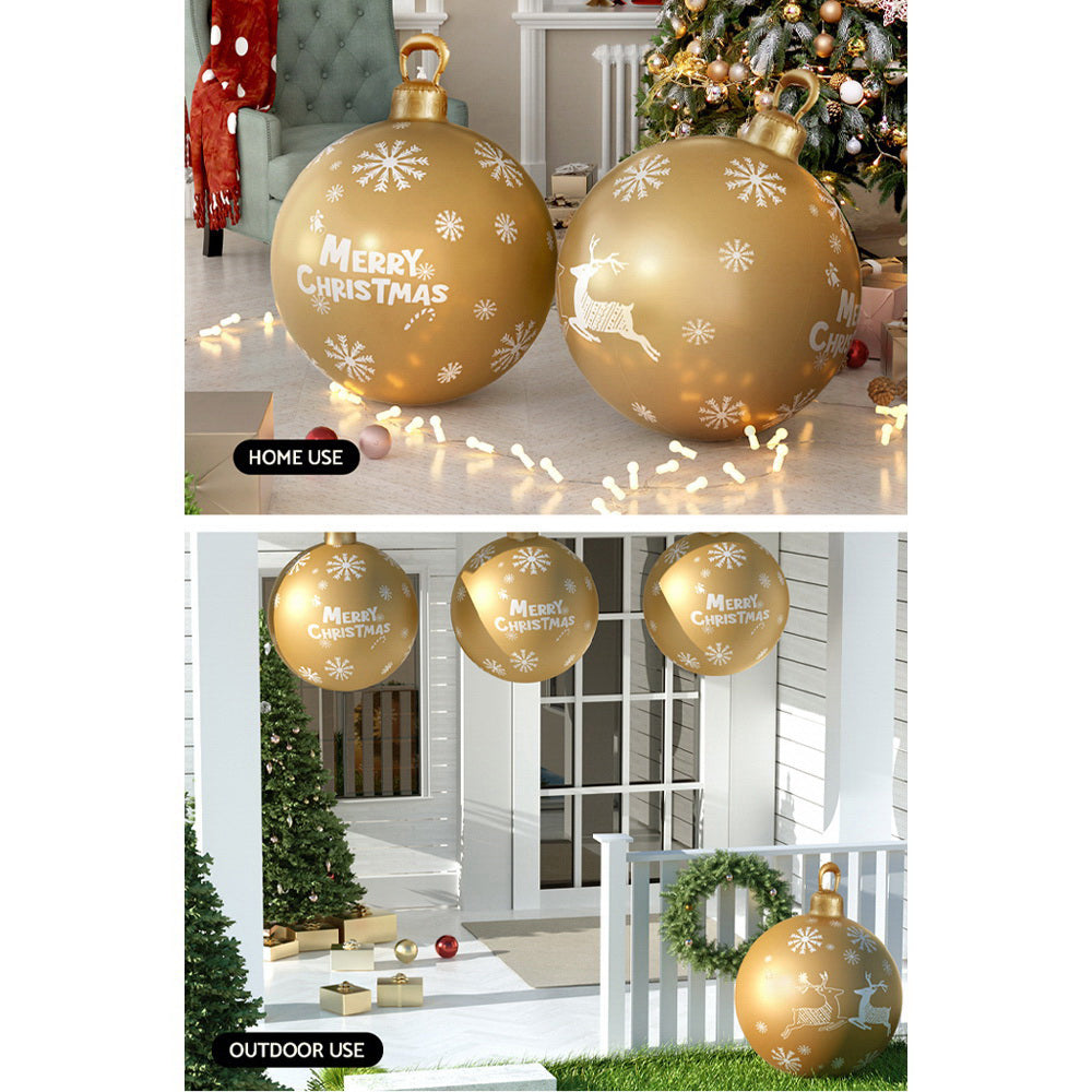 60cm Inflatable Gold Christmas Ball – Indoor &amp; Outdoor Holiday Decoration