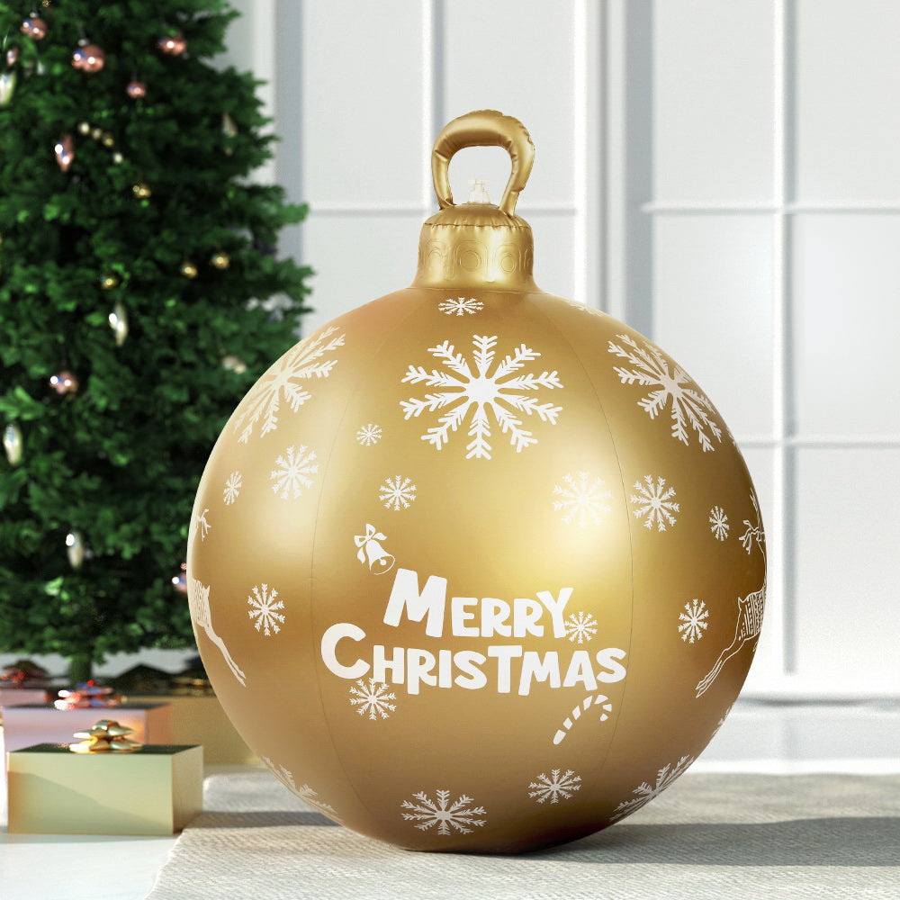 60cm Inflatable Gold Christmas Ball – Indoor &amp; Outdoor Holiday Decoration