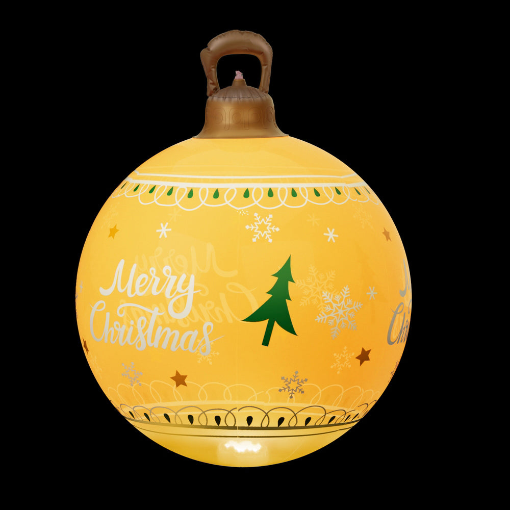 60cm Inflatable Yellow "Merry Christmas" Bauble – LED-Lit Christmas Decoration