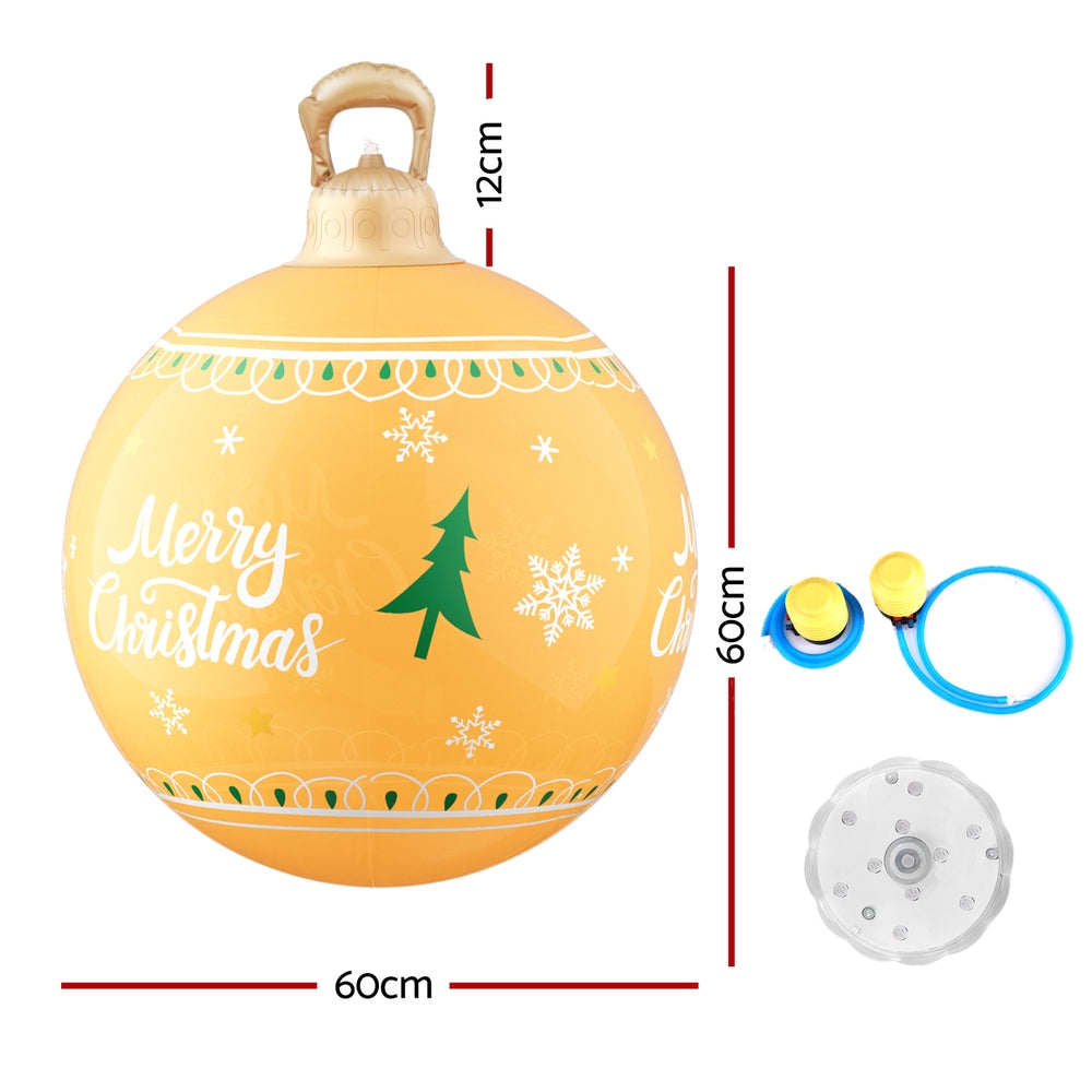 60cm Inflatable Yellow "Merry Christmas" Bauble – LED-Lit Christmas Decoration