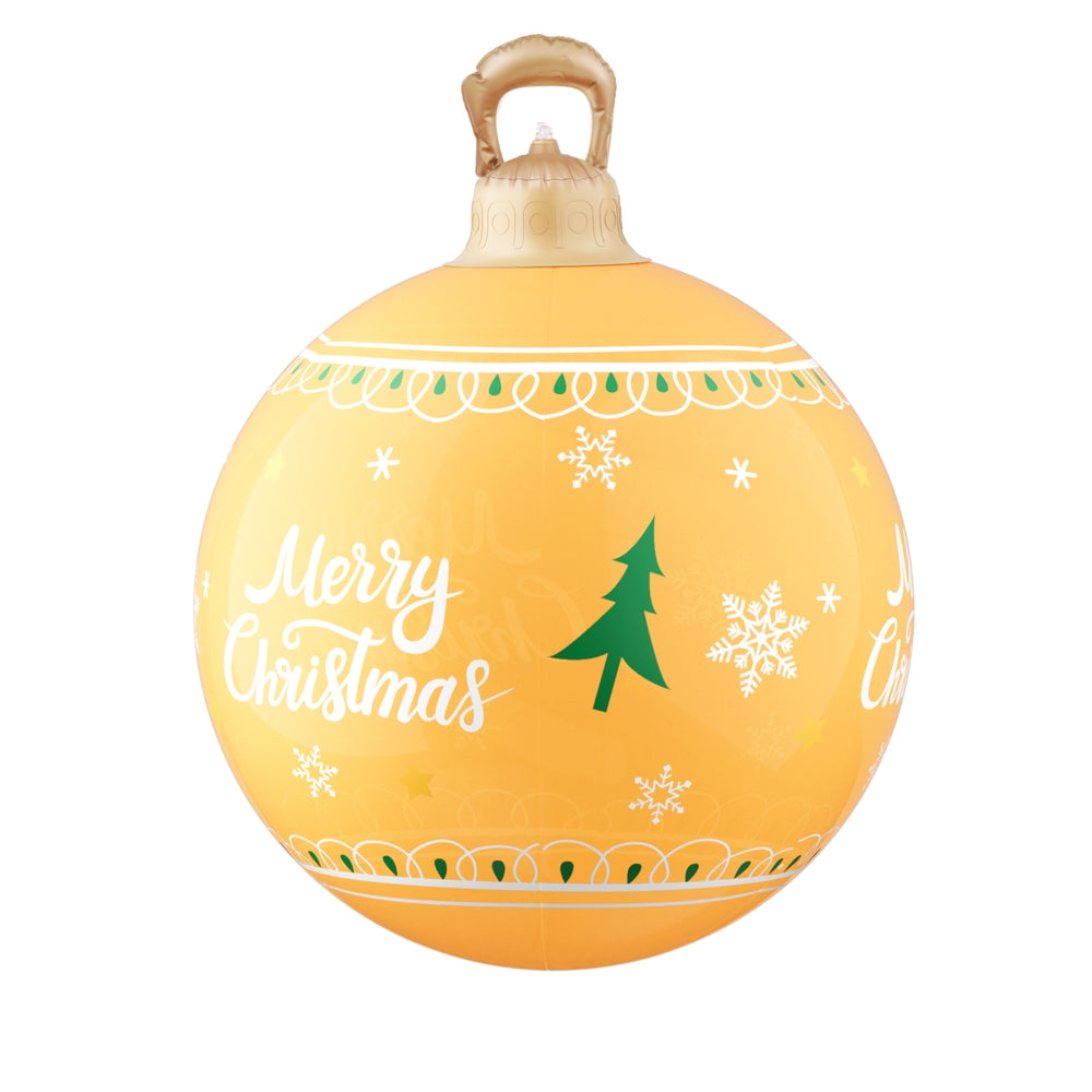 60cm Inflatable Yellow "Merry Christmas" Bauble – LED-Lit Christmas Decoration