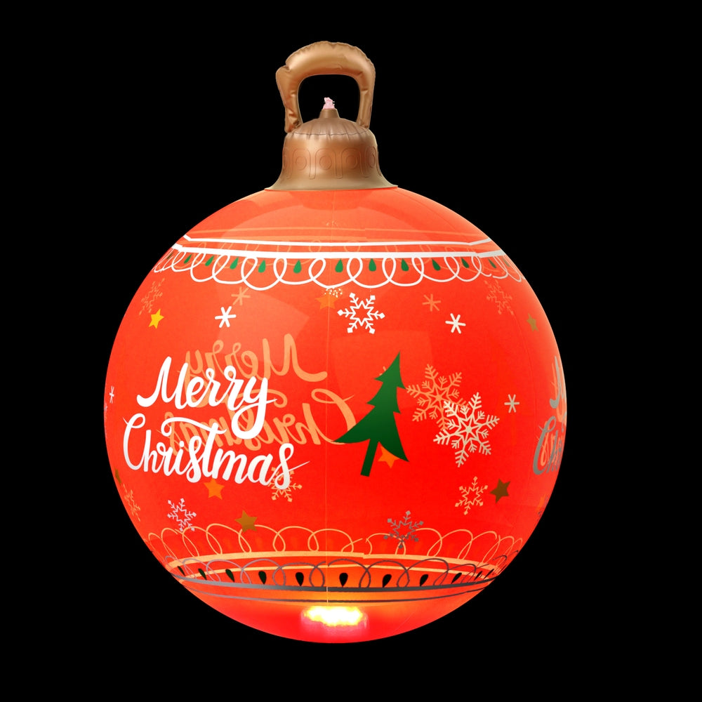 60cm Inflatable Red "Merry Christmas" Bauble – LED-Lit Christmas Decoration