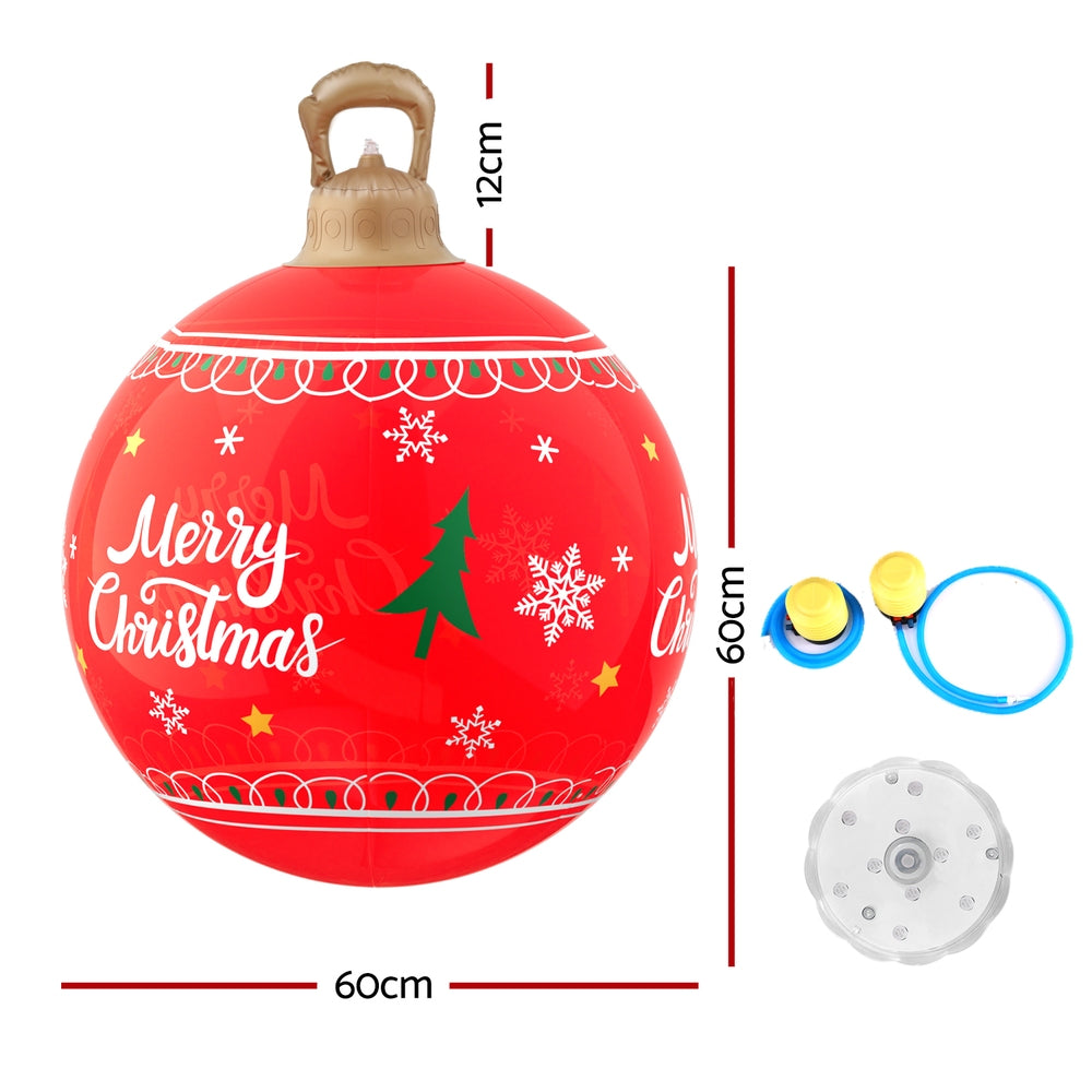 60cm Inflatable Red "Merry Christmas" Bauble – LED-Lit Christmas Decoration