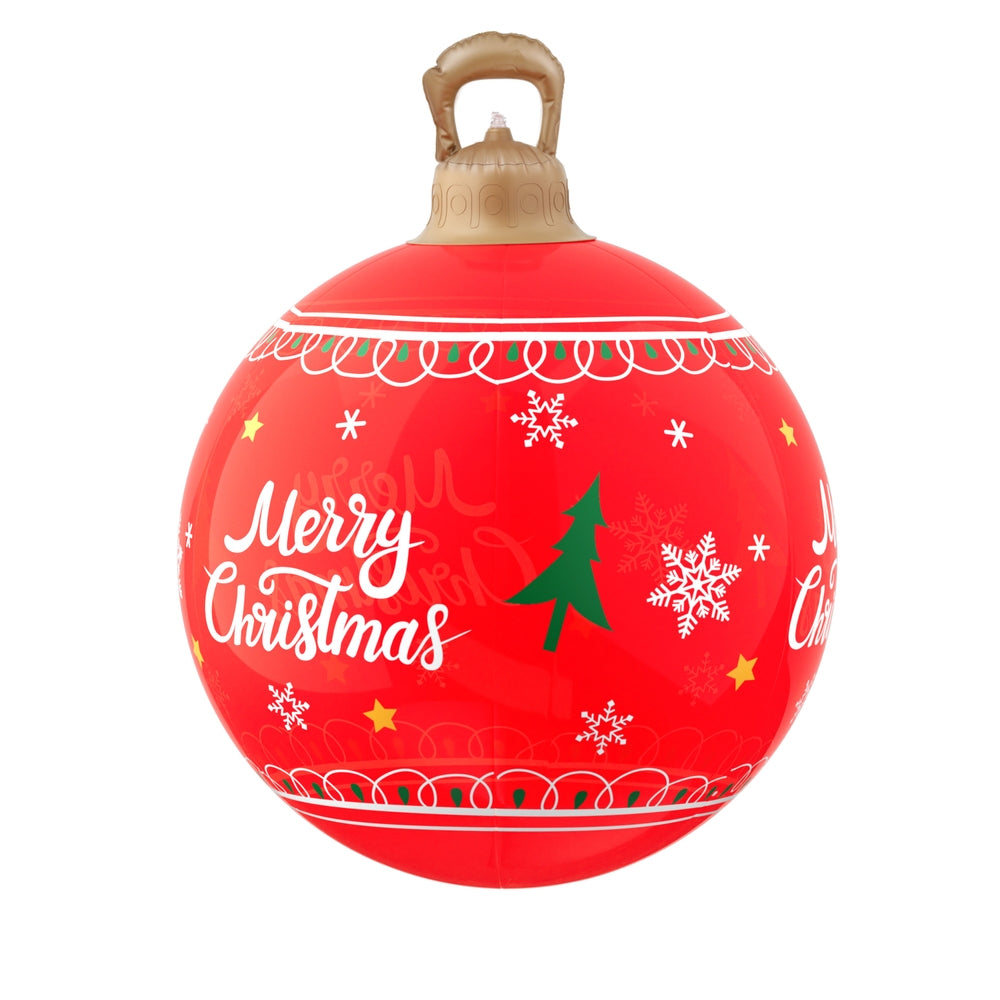 60cm Inflatable Red "Merry Christmas" Bauble – LED-Lit Christmas Decoration