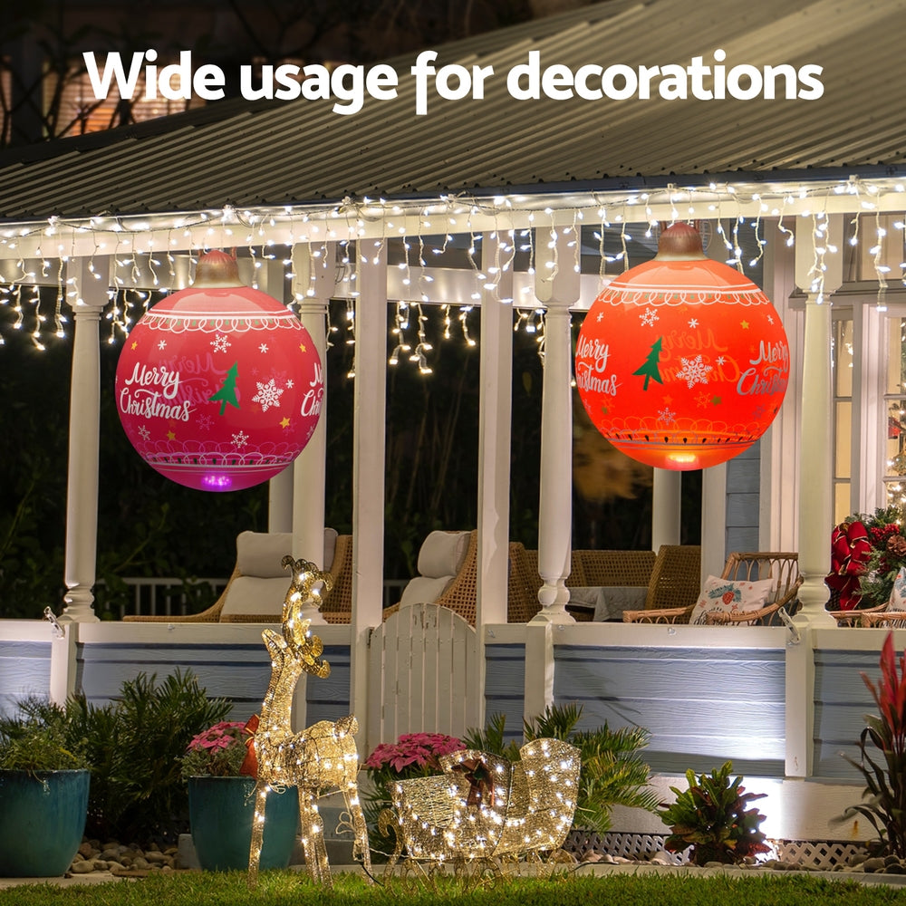 60cm Inflatable Red "Merry Christmas" Bauble – LED-Lit Christmas Decoration