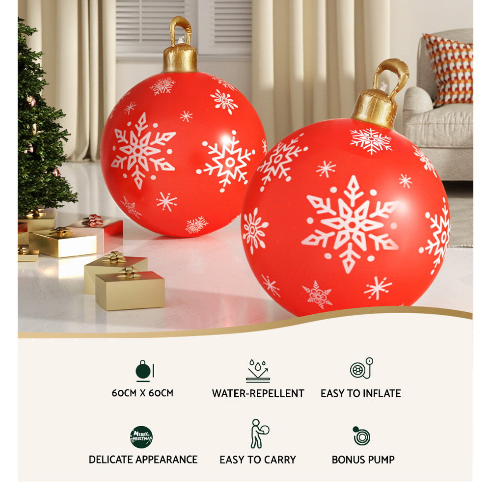 60cm Inflatable Red Christmas Ball – Indoor & Outdoor Holiday Decoration
