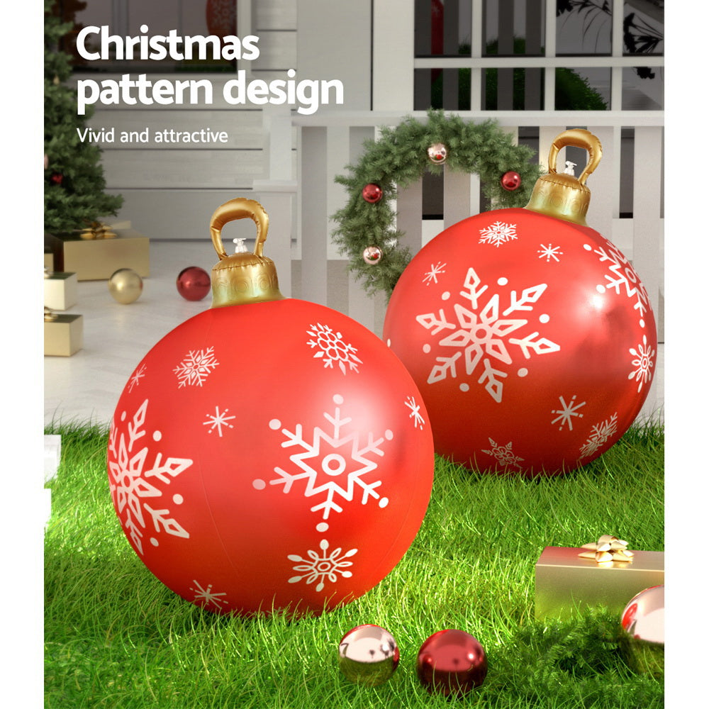 60cm Inflatable Red Christmas Ball – Indoor & Outdoor Holiday Decoration
