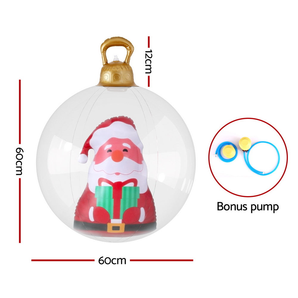 60cm Clear Inflatable Santa Bauble – Indoor &amp; Outdoor Christmas Decoration