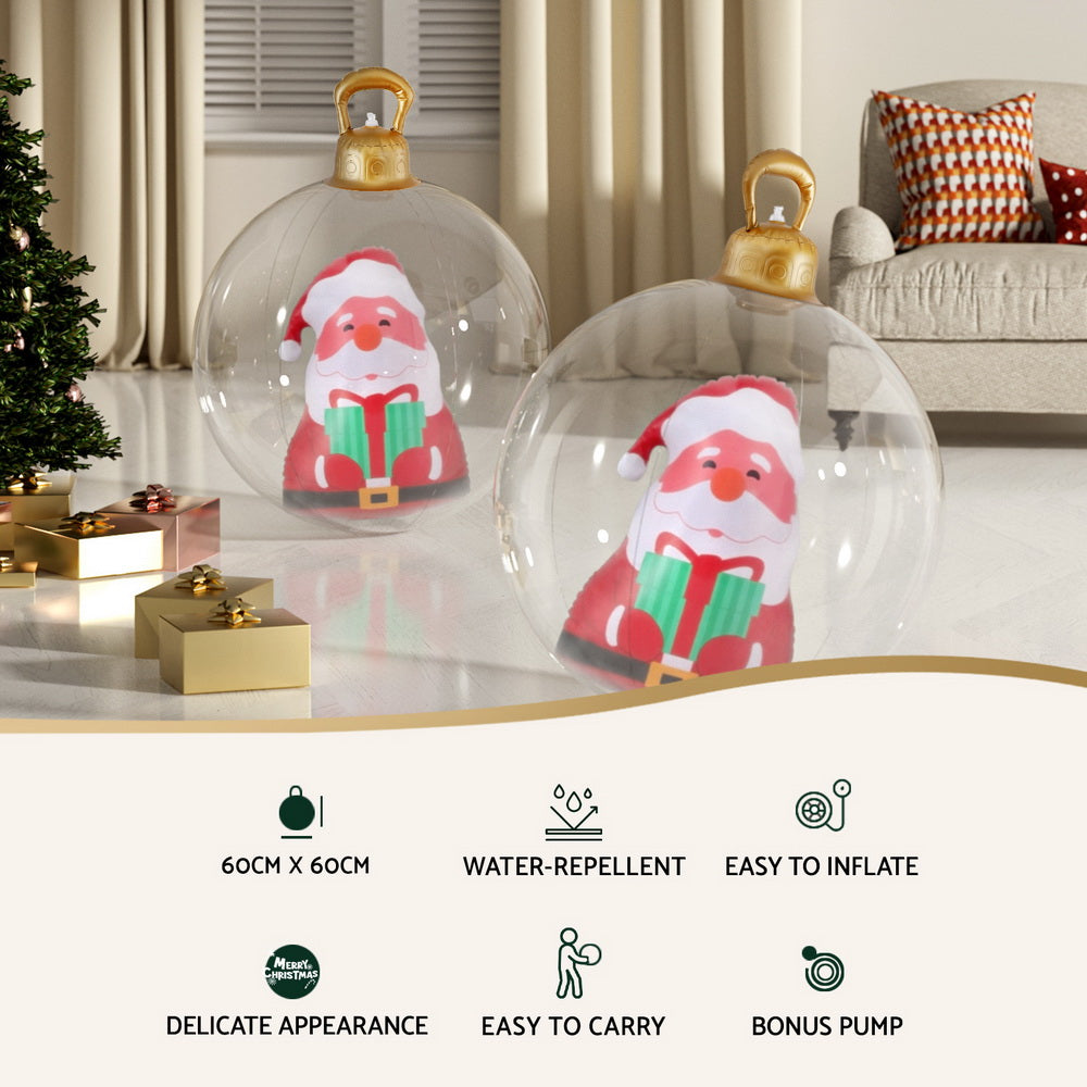 60cm Clear Inflatable Santa Bauble – Indoor &amp; Outdoor Christmas Decoration