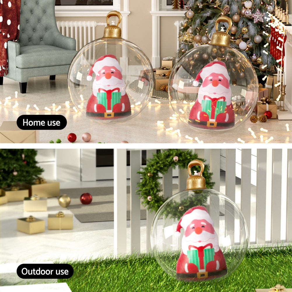 60cm Clear Inflatable Santa Bauble – Indoor &amp; Outdoor Christmas Decoration