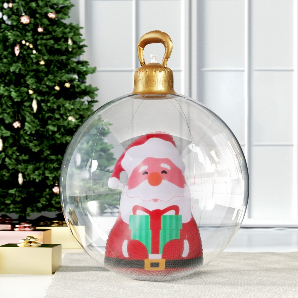 60cm Clear Inflatable Santa Bauble – Indoor &amp; Outdoor Christmas Decoration