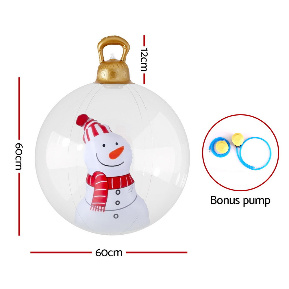 60cm Clear Inflatable Snowman Bauble – Outdoor Christmas Decoration