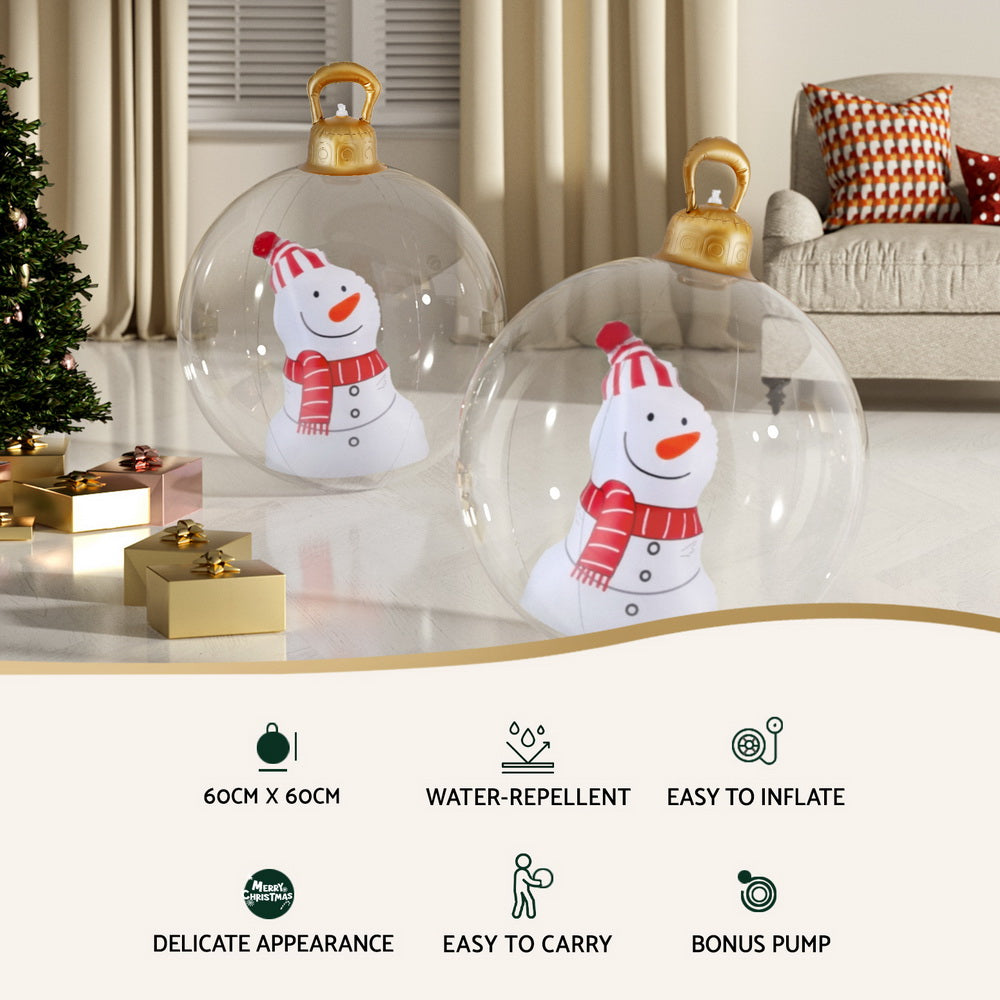 60cm Clear Inflatable Snowman Bauble – Outdoor Christmas Decoration