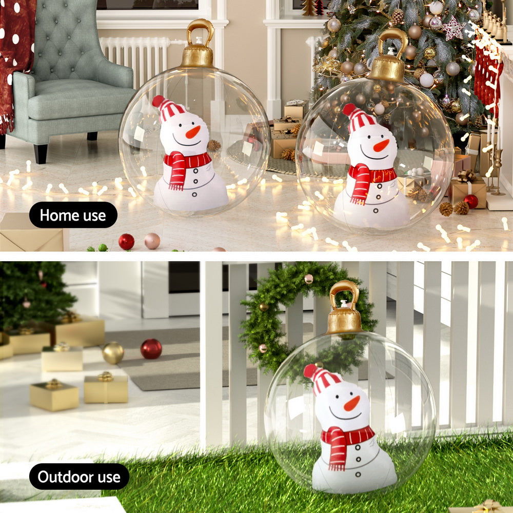 60cm Clear Inflatable Snowman Bauble – Outdoor Christmas Decoration