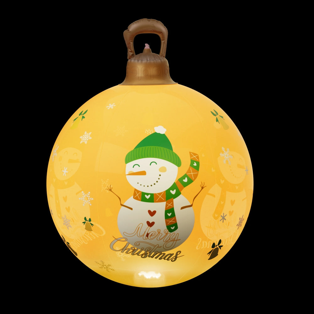 60cm Inflatable Yellow Snowman Bauble – LED-Lit Christmas Decoration