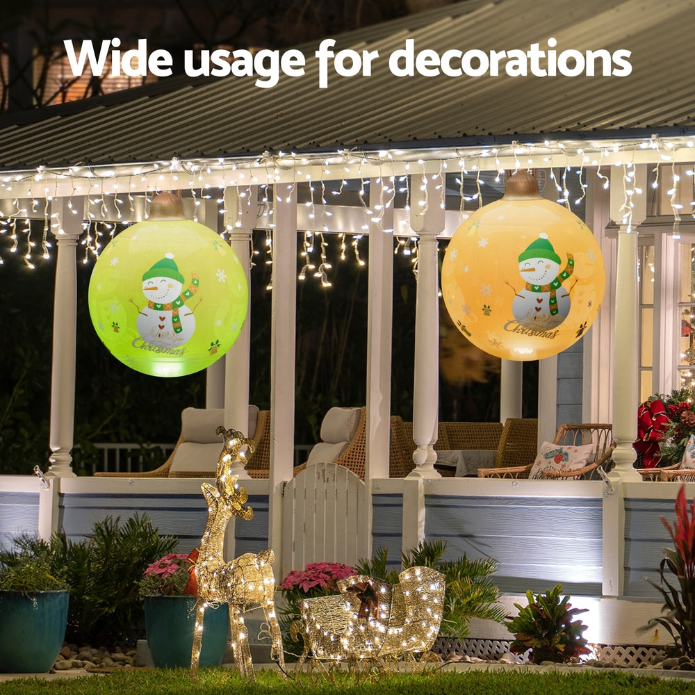 60cm Inflatable Yellow Snowman Bauble – LED-Lit Christmas Decoration