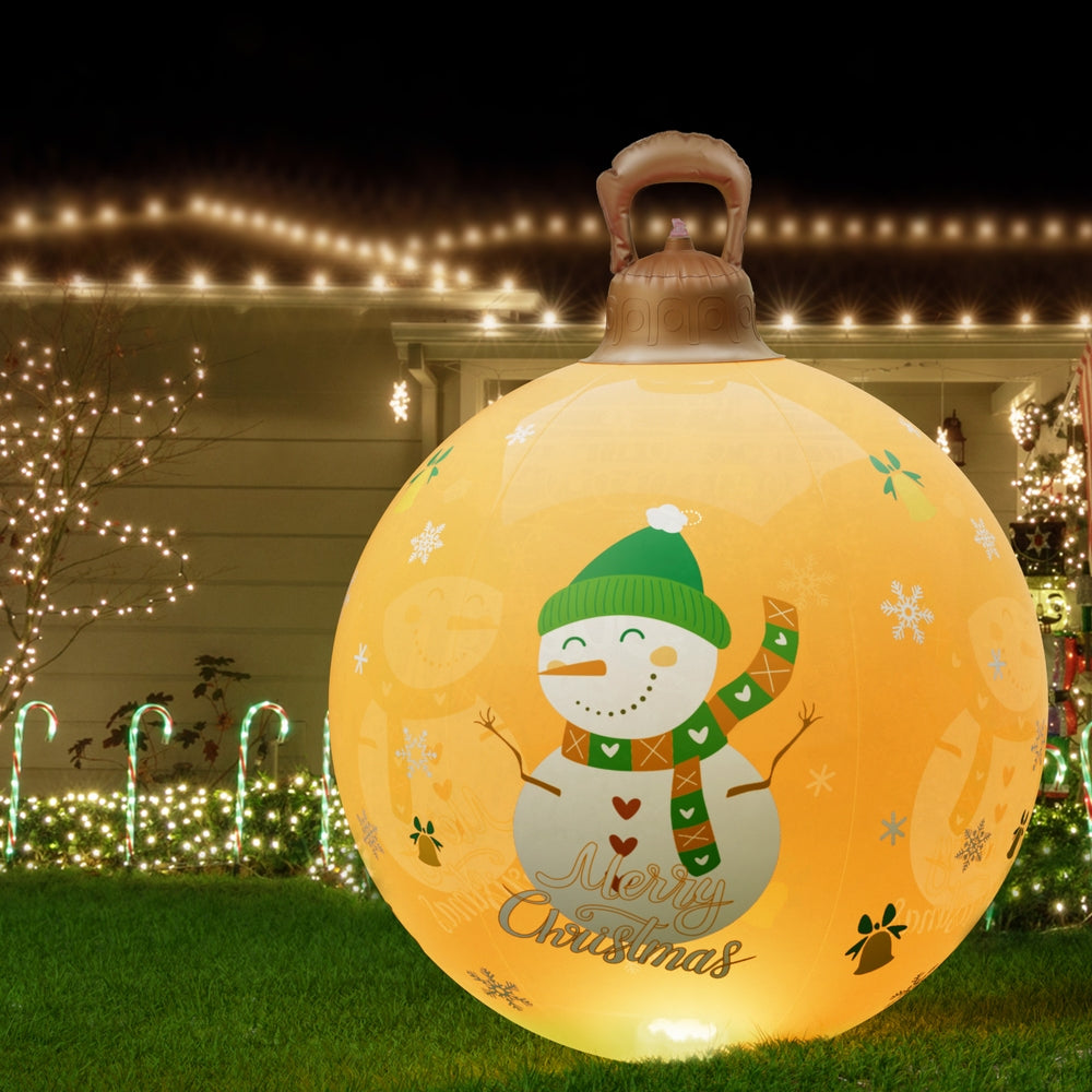 60cm Inflatable Yellow Snowman Bauble – LED-Lit Christmas Decoration
