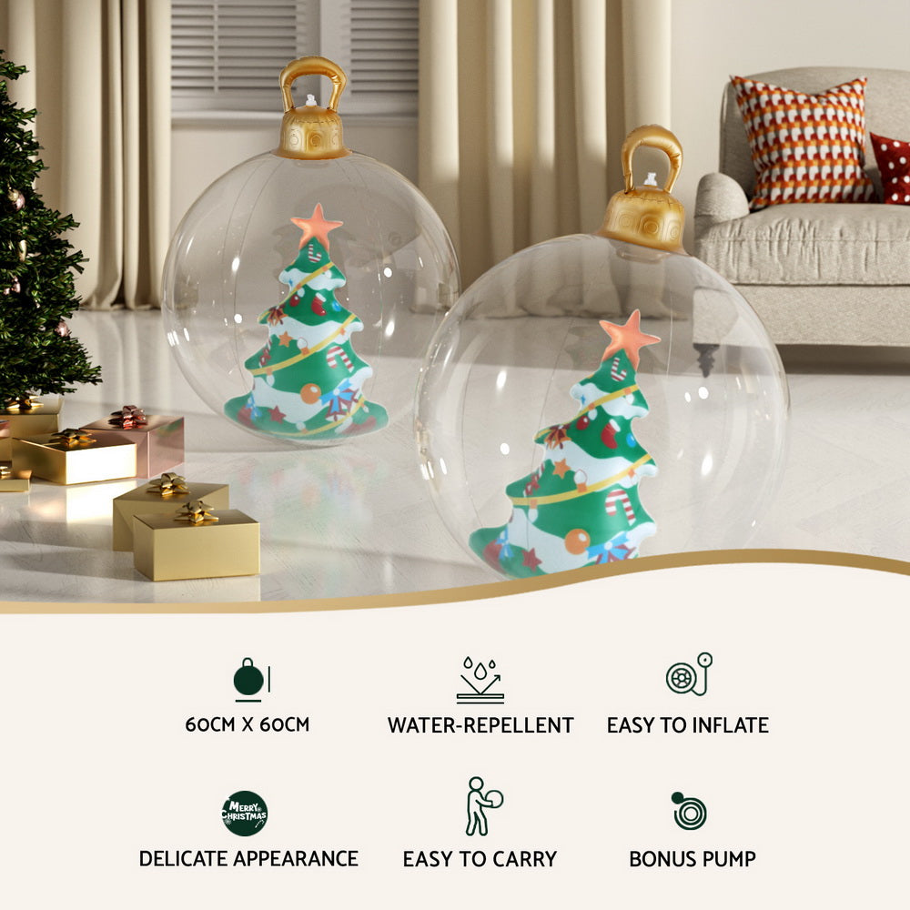 60cm Clear Inflatable Christmas Tree Bauble – Holiday Decoration
