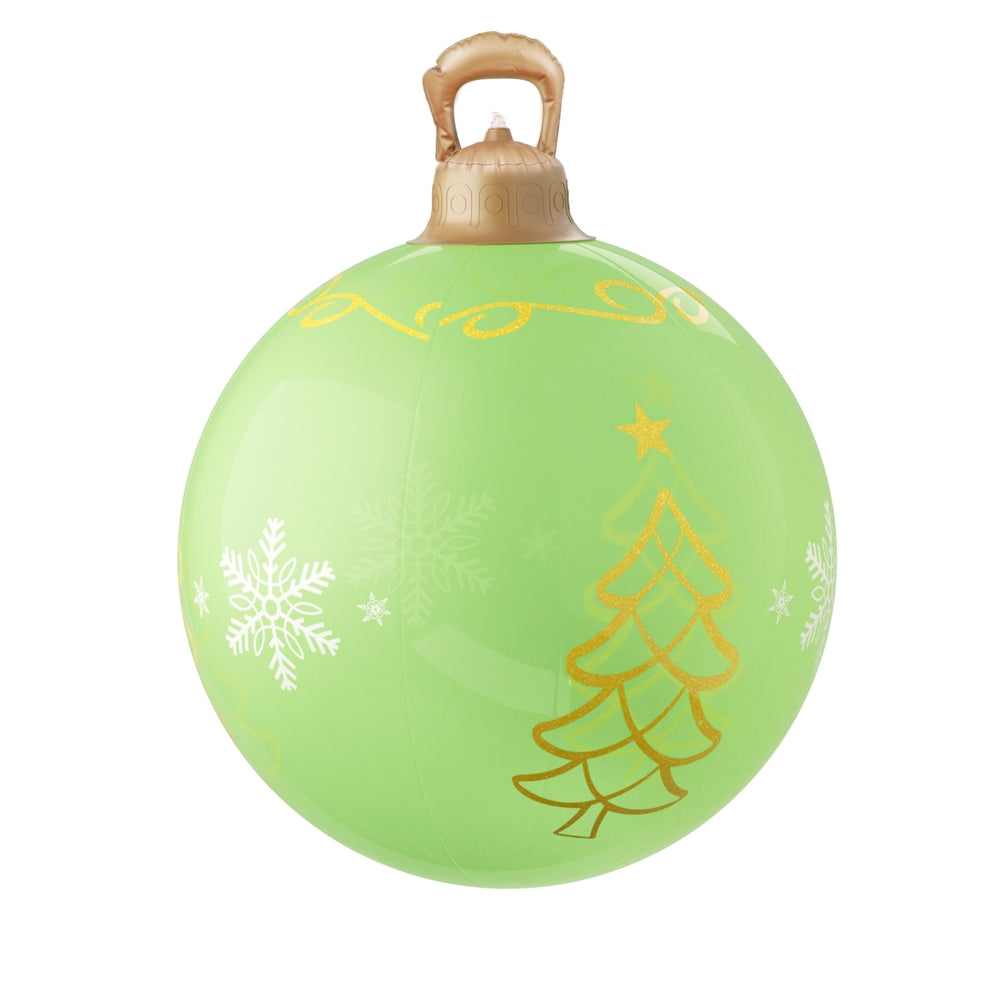 60cm Inflatable Lime Green Christmas Bauble – LED-Lit Holiday Decoration