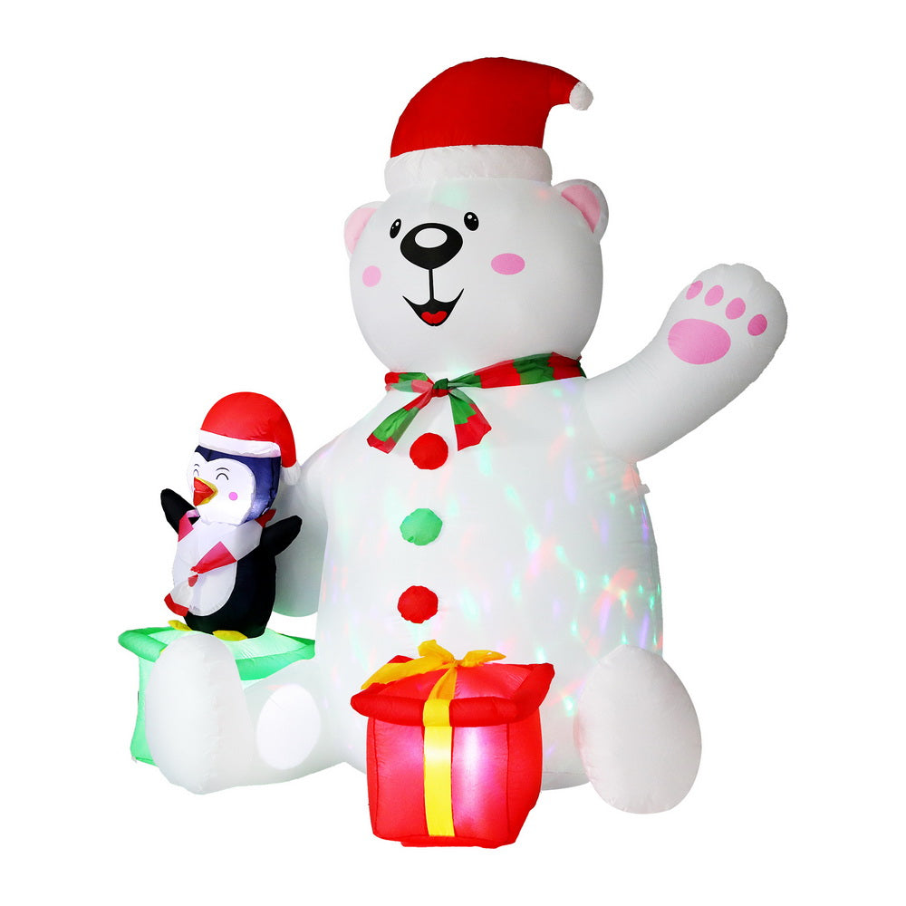 1.8M Inflatable Christmas Bear – LED-Lit Holiday Decoration