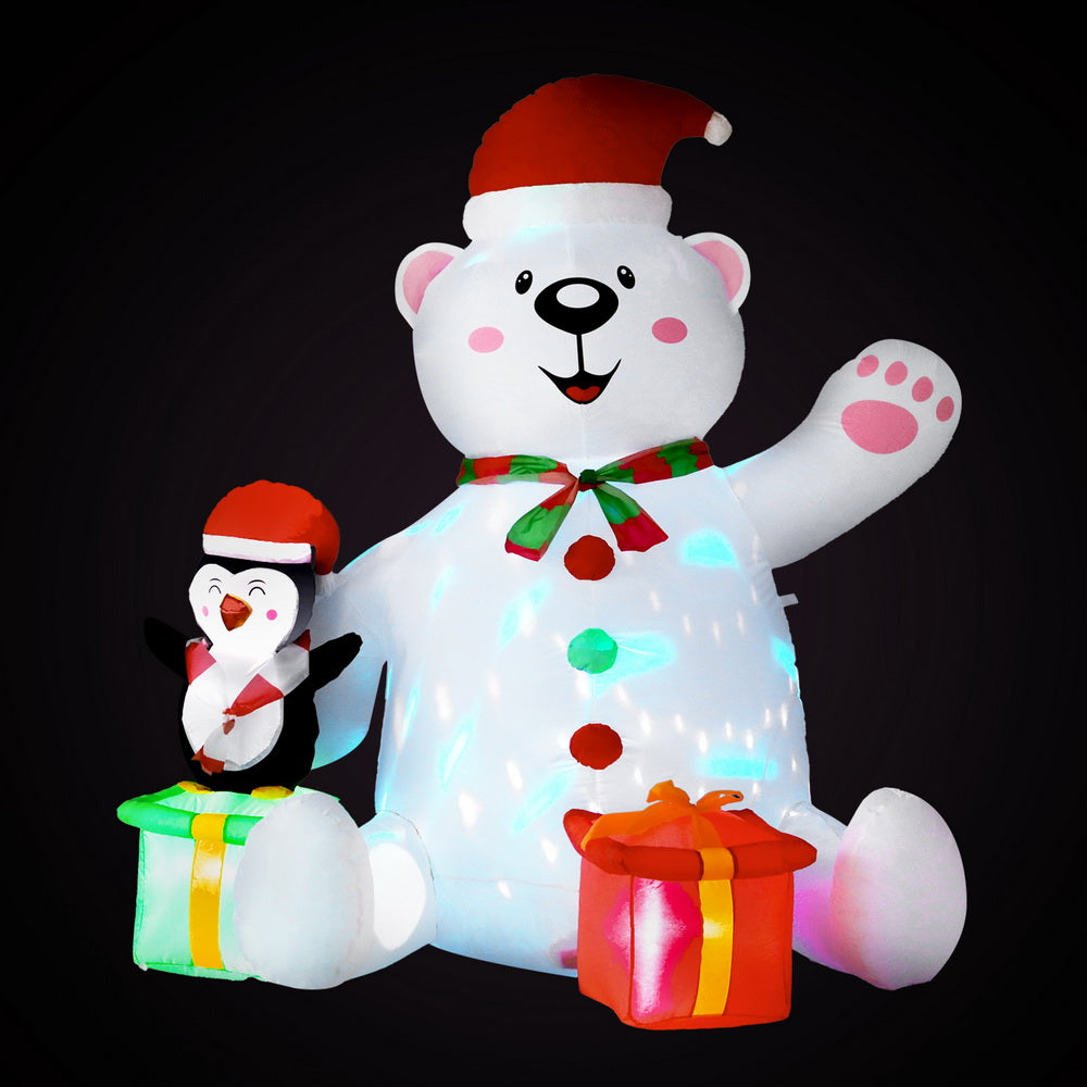 1.8M Inflatable Christmas Bear – LED-Lit Holiday Decoration