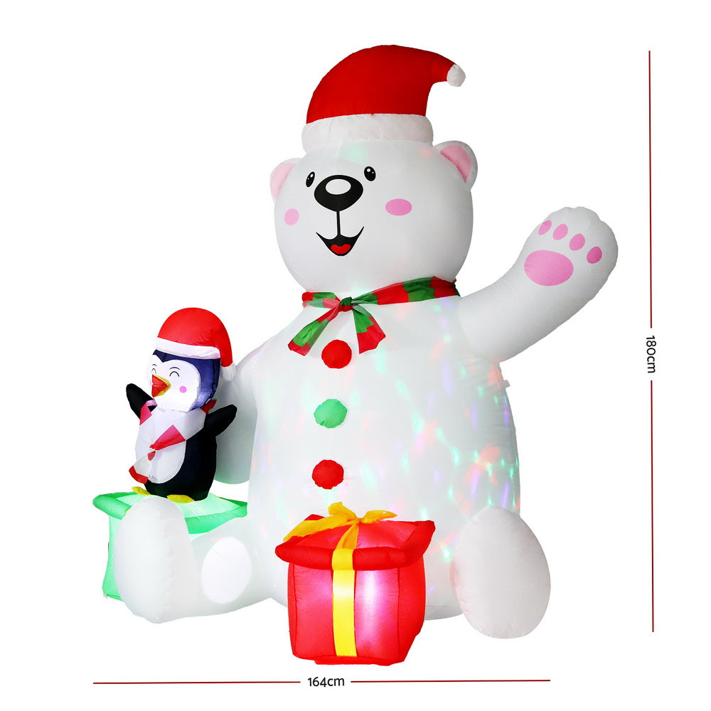 1.8M Inflatable Christmas Bear – LED-Lit Holiday Decoration