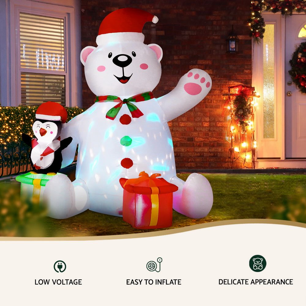 1.8M Inflatable Christmas Bear – LED-Lit Holiday Decoration