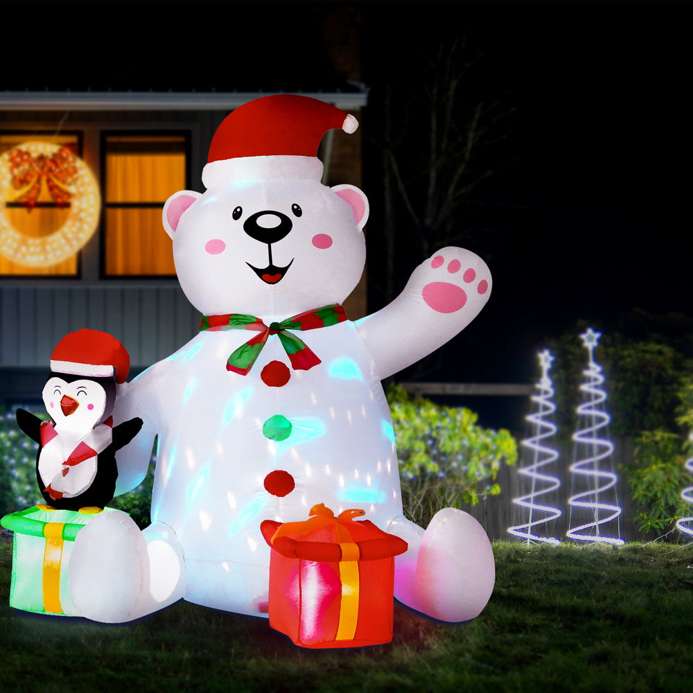 1.8M Inflatable Christmas Bear – LED-Lit Holiday Decoration