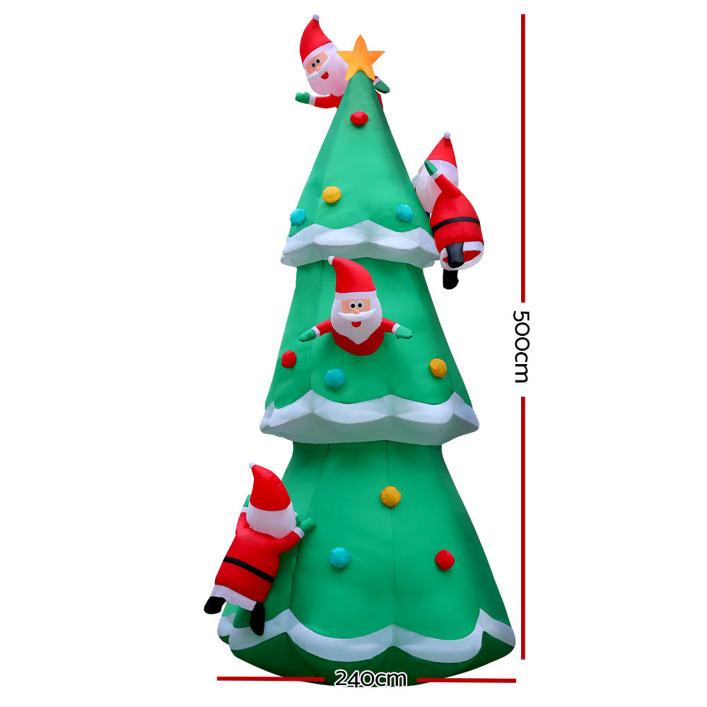 5M Inflatable Santa & Christmas Tree – LED-Lit Holiday Decoration