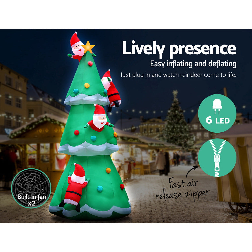 5M Inflatable Santa & Christmas Tree – LED-Lit Holiday Decoration