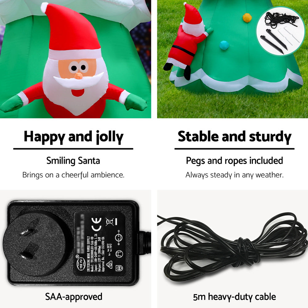 5M Inflatable Santa & Christmas Tree – LED-Lit Holiday Decoration