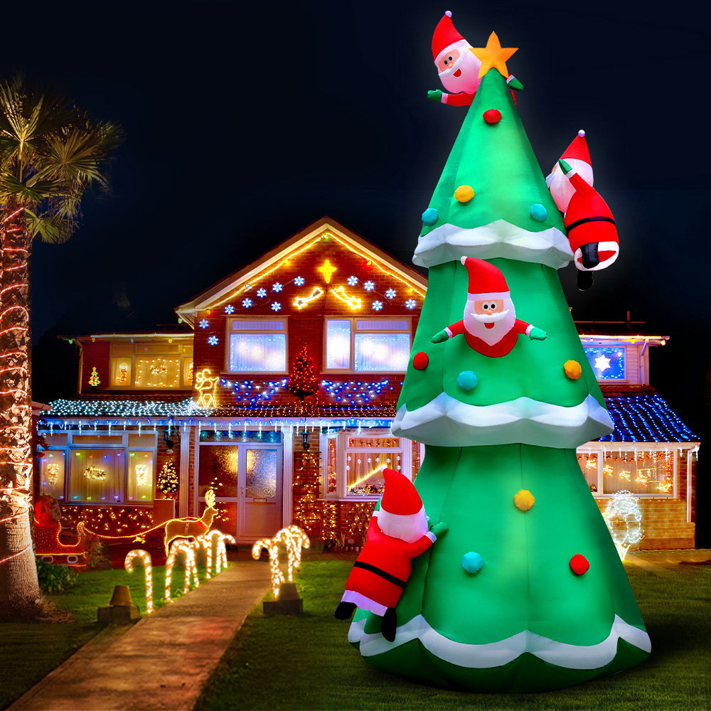 5M Inflatable Santa & Christmas Tree – LED-Lit Holiday Decoration