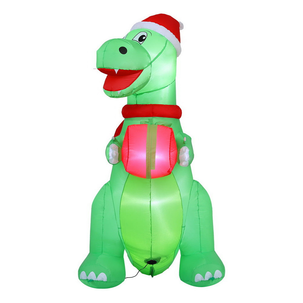 1.8M Inflatable Christmas Dinosaur – LED-Lit Holiday Decoration