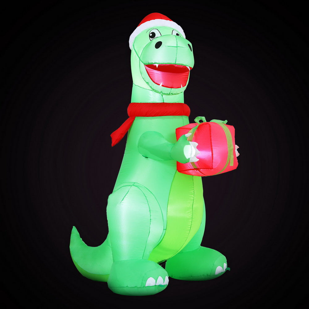 1.8M Inflatable Christmas Dinosaur – LED-Lit Holiday Decoration
