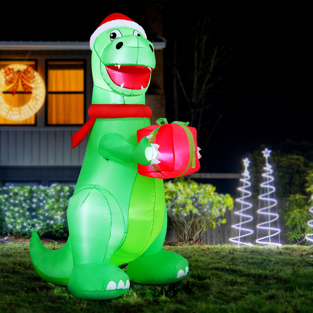 1.8M Inflatable Christmas Dinosaur – LED-Lit Holiday Decoration