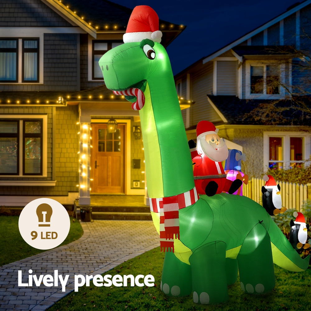 5.36M Inflatable Dinosaur – LED-Lit Christmas Decoration