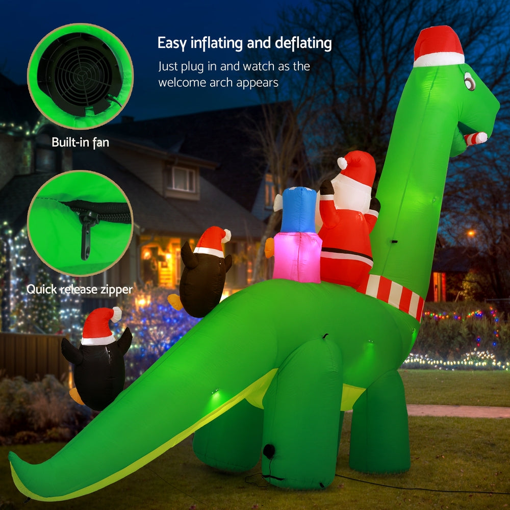 5.36M Inflatable Dinosaur – LED-Lit Christmas Decoration