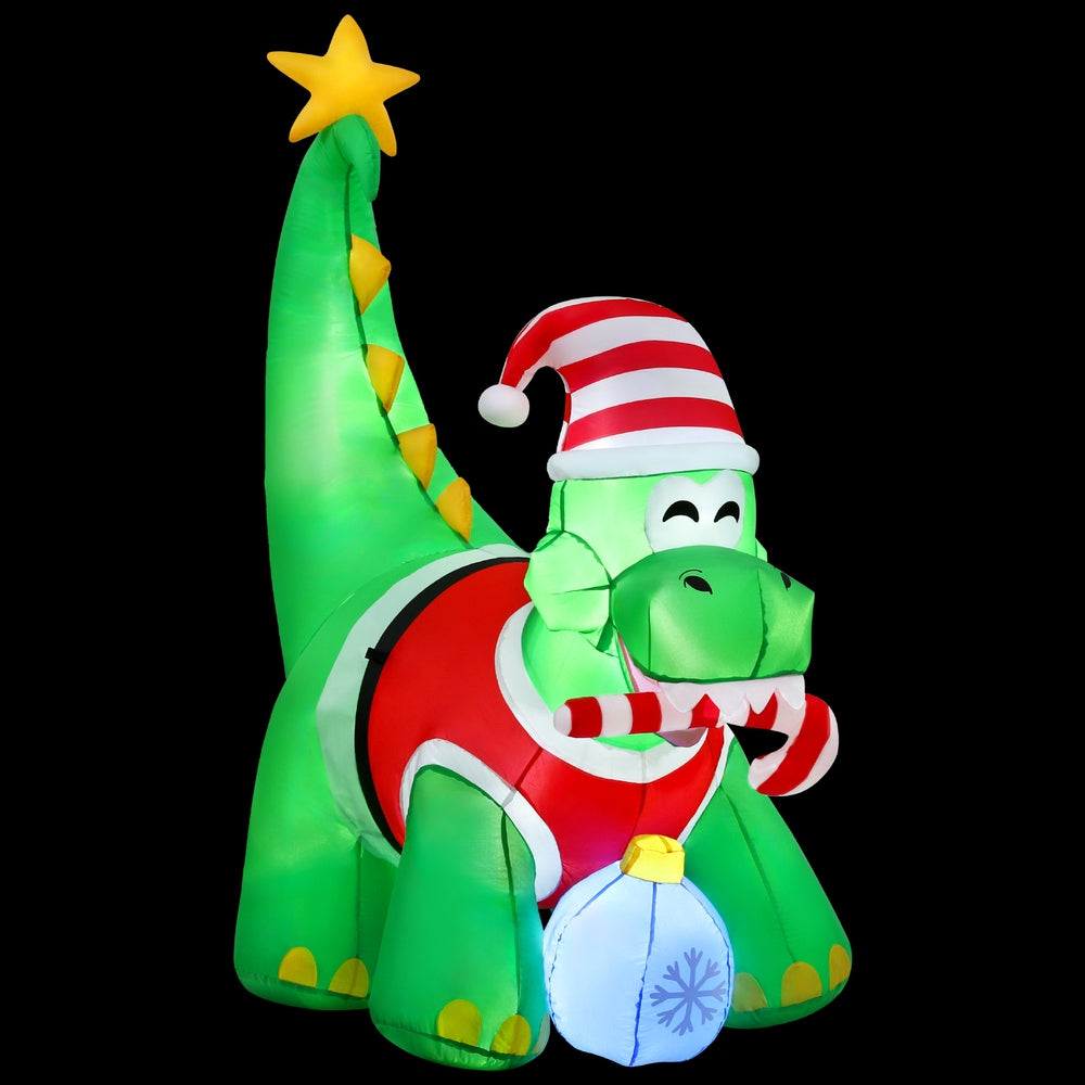 1.86M Inflatable Christmas Dinosaur – LED-Lit Holiday Decoration