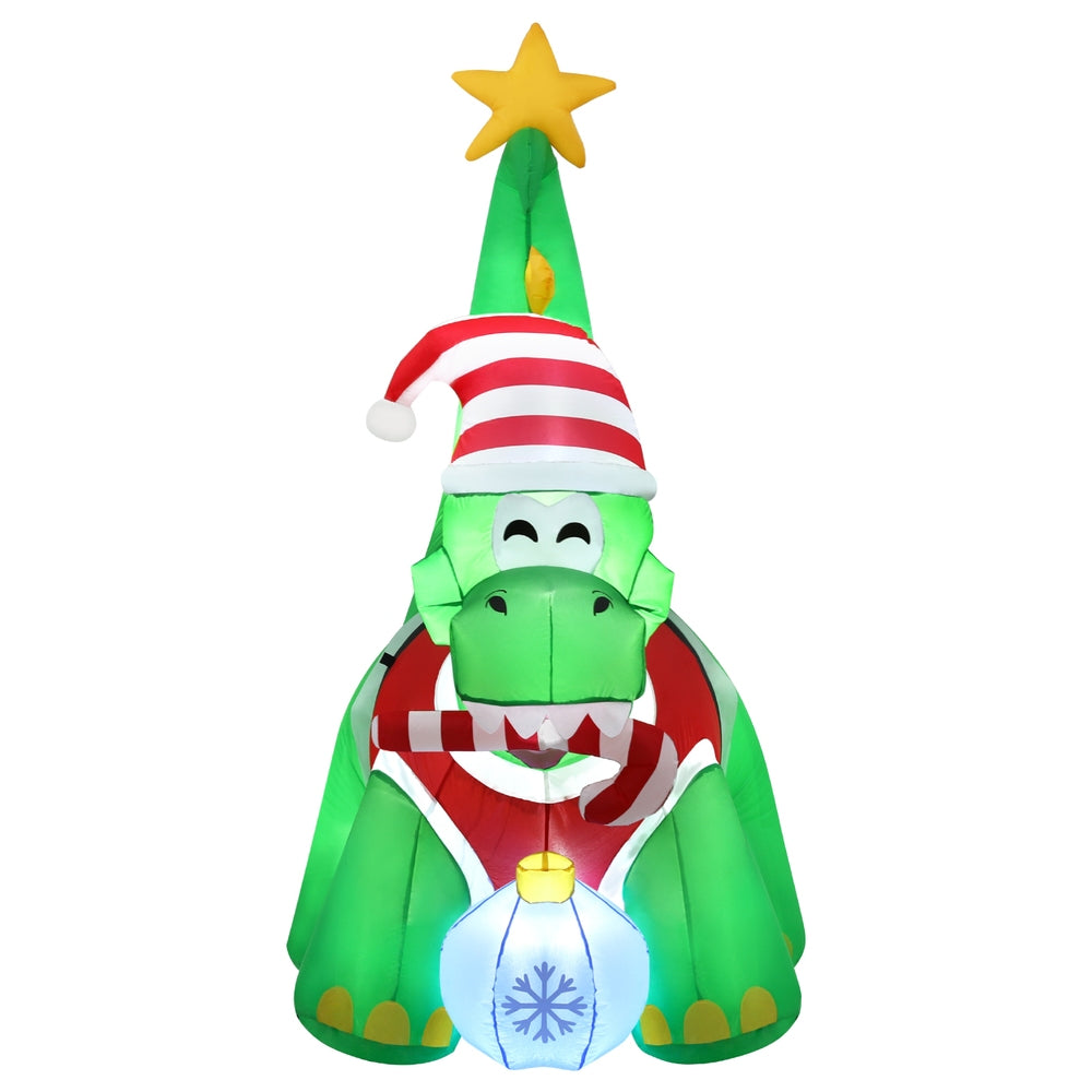 1.86M Inflatable Christmas Dinosaur – LED-Lit Holiday Decoration