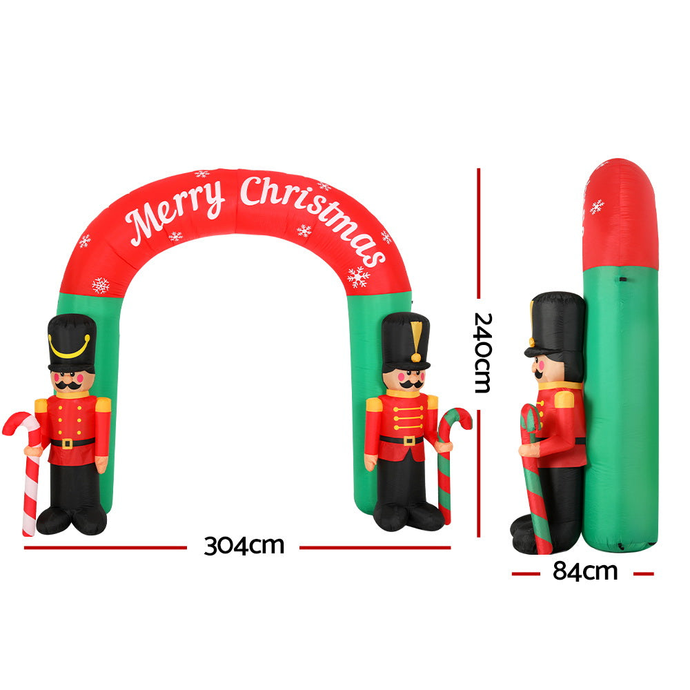 2.4M Inflatable Nutcracker Archway – LED-Lit Christmas Decoration