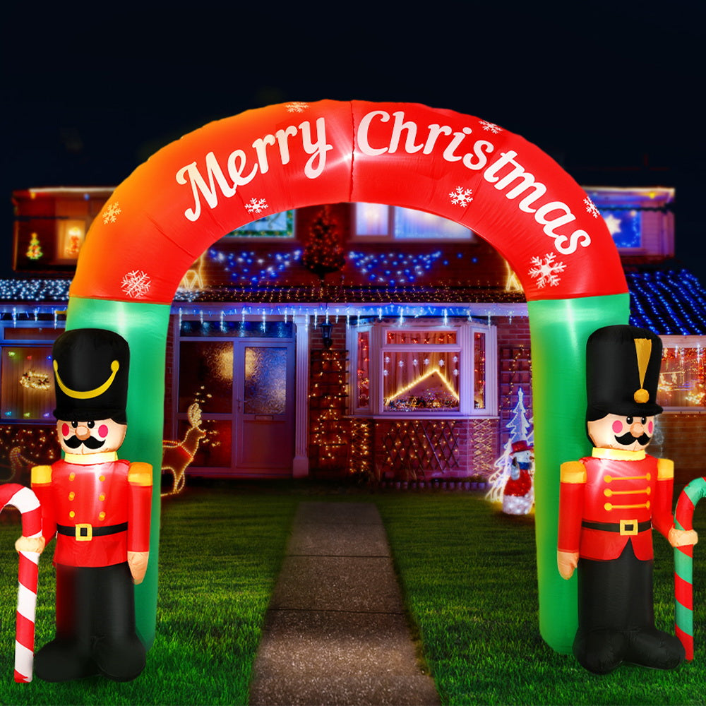2.4M Inflatable Nutcracker Archway – LED-Lit Christmas Decoration