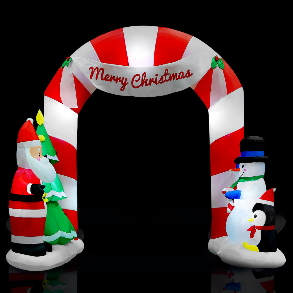 2.4M Inflatable Santa Archway – LED-Lit Christmas Decoration