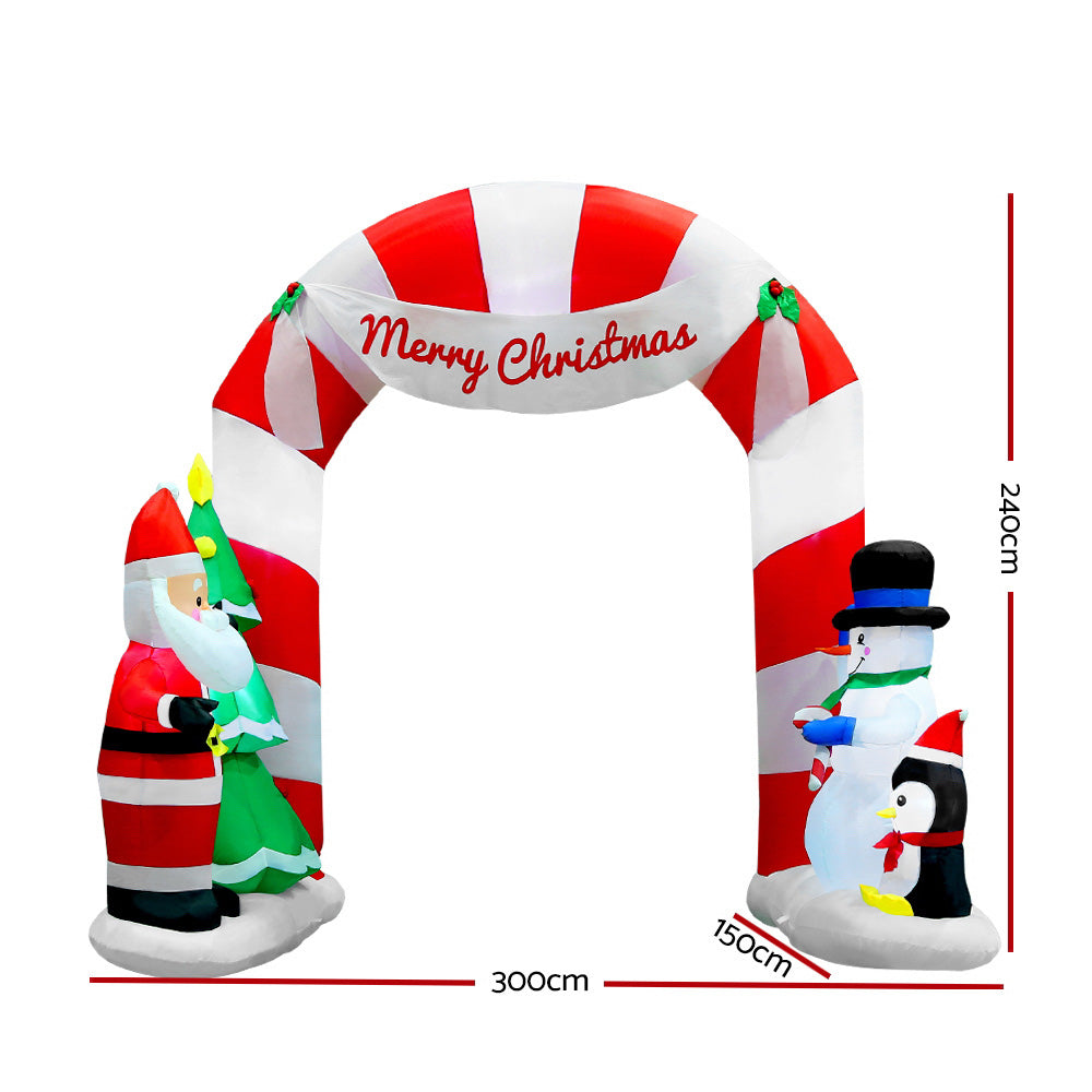 2.4M Inflatable Santa Archway – LED-Lit Christmas Decoration