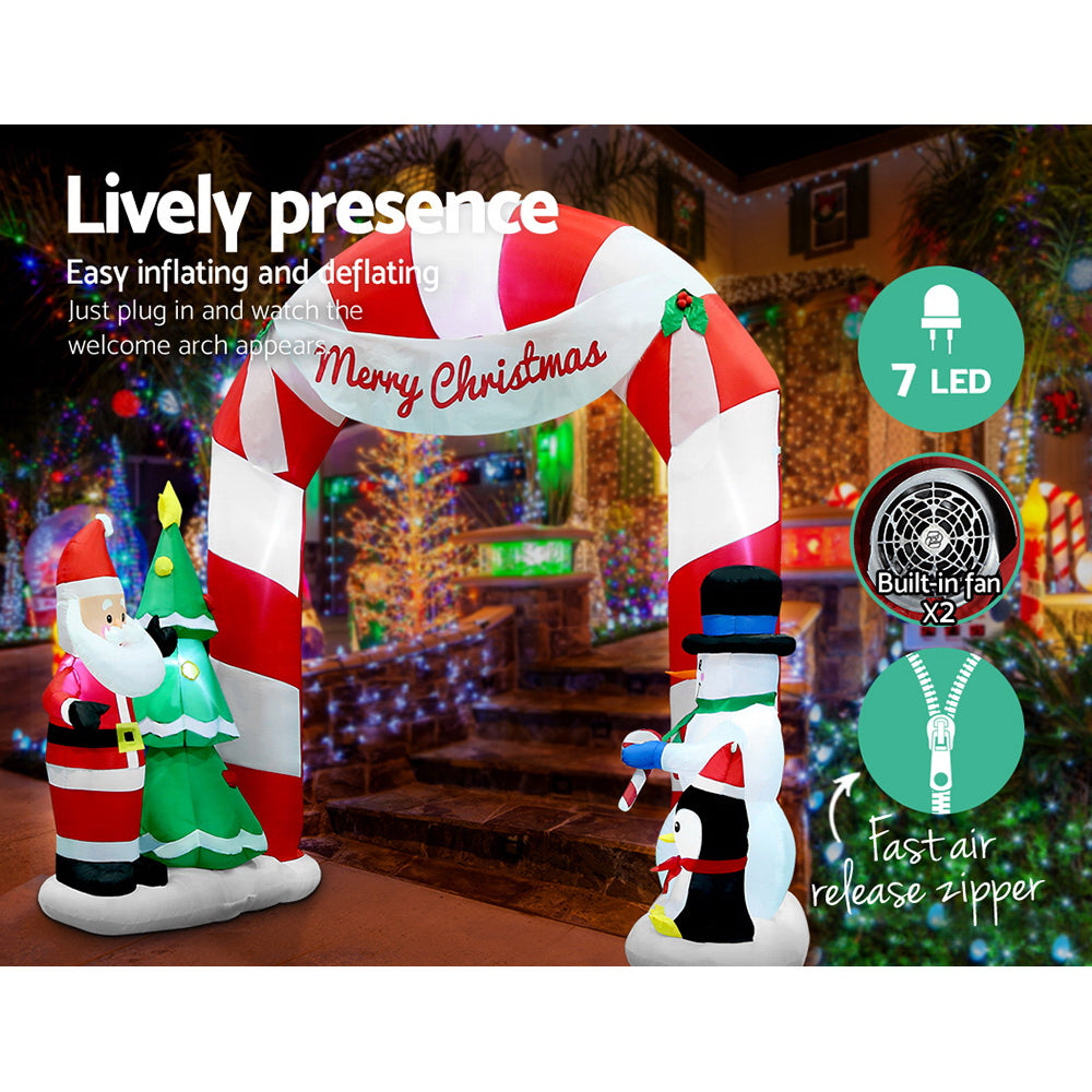 2.4M Inflatable Santa Archway – LED-Lit Christmas Decoration