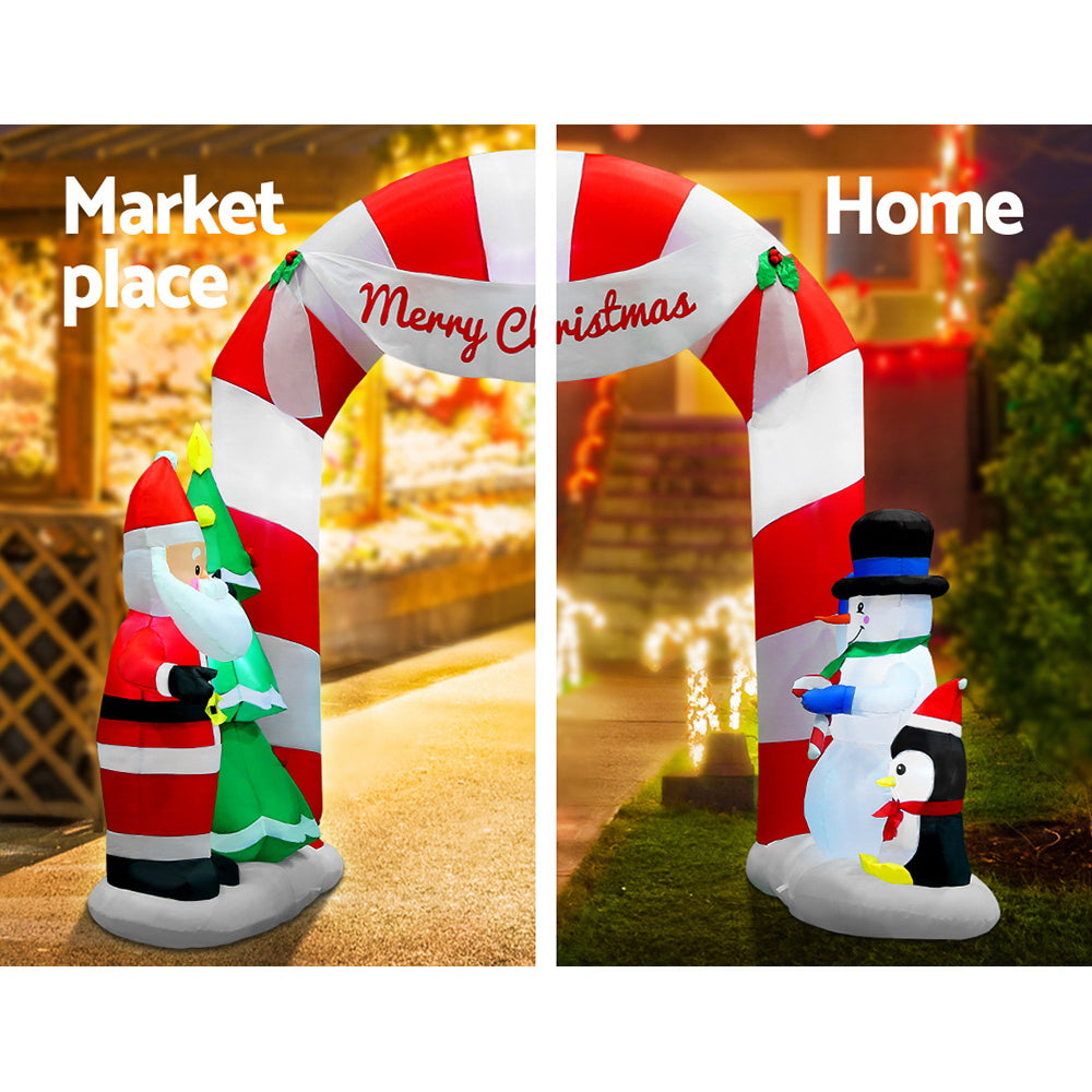 2.4M Inflatable Santa Archway – LED-Lit Christmas Decoration