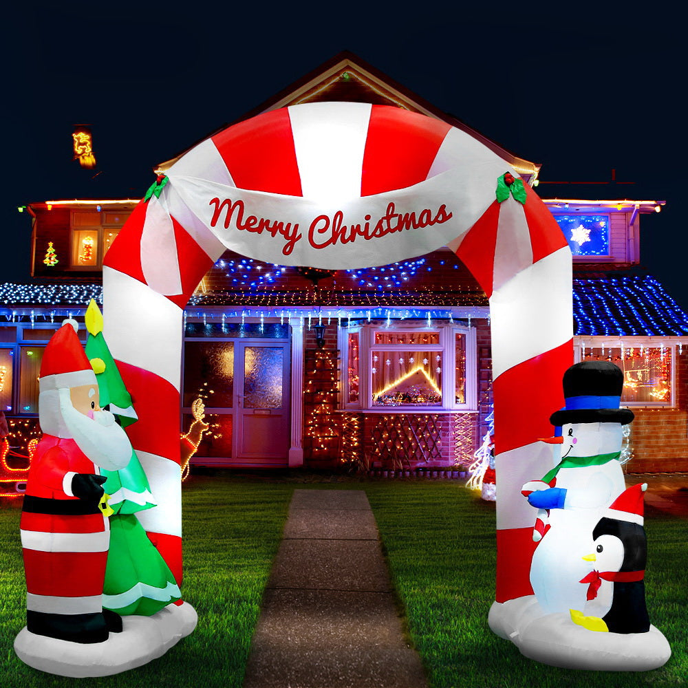 2.4M Inflatable Santa Archway – LED-Lit Christmas Decoration